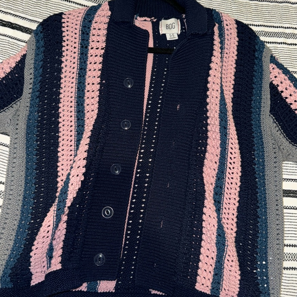 Cropped BDG Knit Button Down Shirt